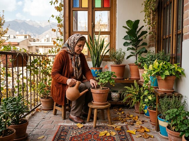 گل و گیاه گلدانی آماده‌شده برای فصل سرد پاییز