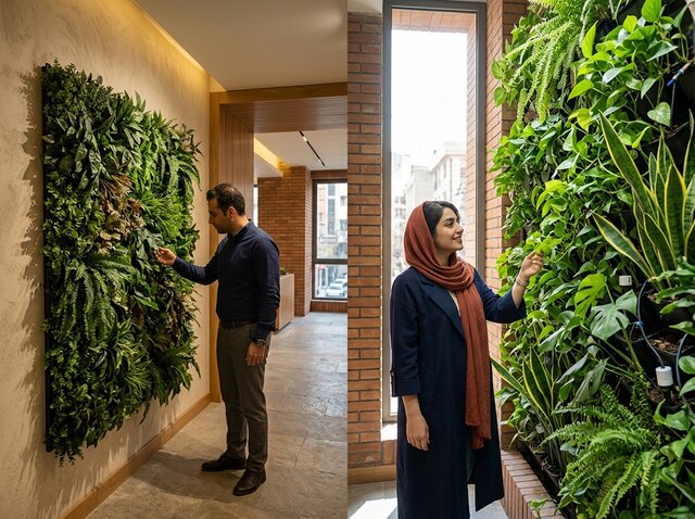 دیوار سبز طبیعی اجراشده در فضای داخلی